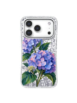 Wonder Map layered blue-purple hydrangea artwork for iPhone 17 Pro Case