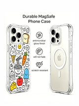 Whimsical ice cream & carrot creature cluster iPhone 15 pro Case by Nico Scribble, UV-printed personalized phone casing from PhoneCasing, lightweight illustrated phone cover.