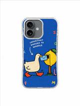 Important Enough to Waddle thank-you letter delivery artwork on iPhone 16 case