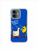 Important Enough to Waddle cream goose carrying a blue thank-you letter on iPhone 16 case