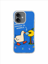 Important Enough to Waddle red-flipper goose delivering a blue envelope on iPhone 16 case