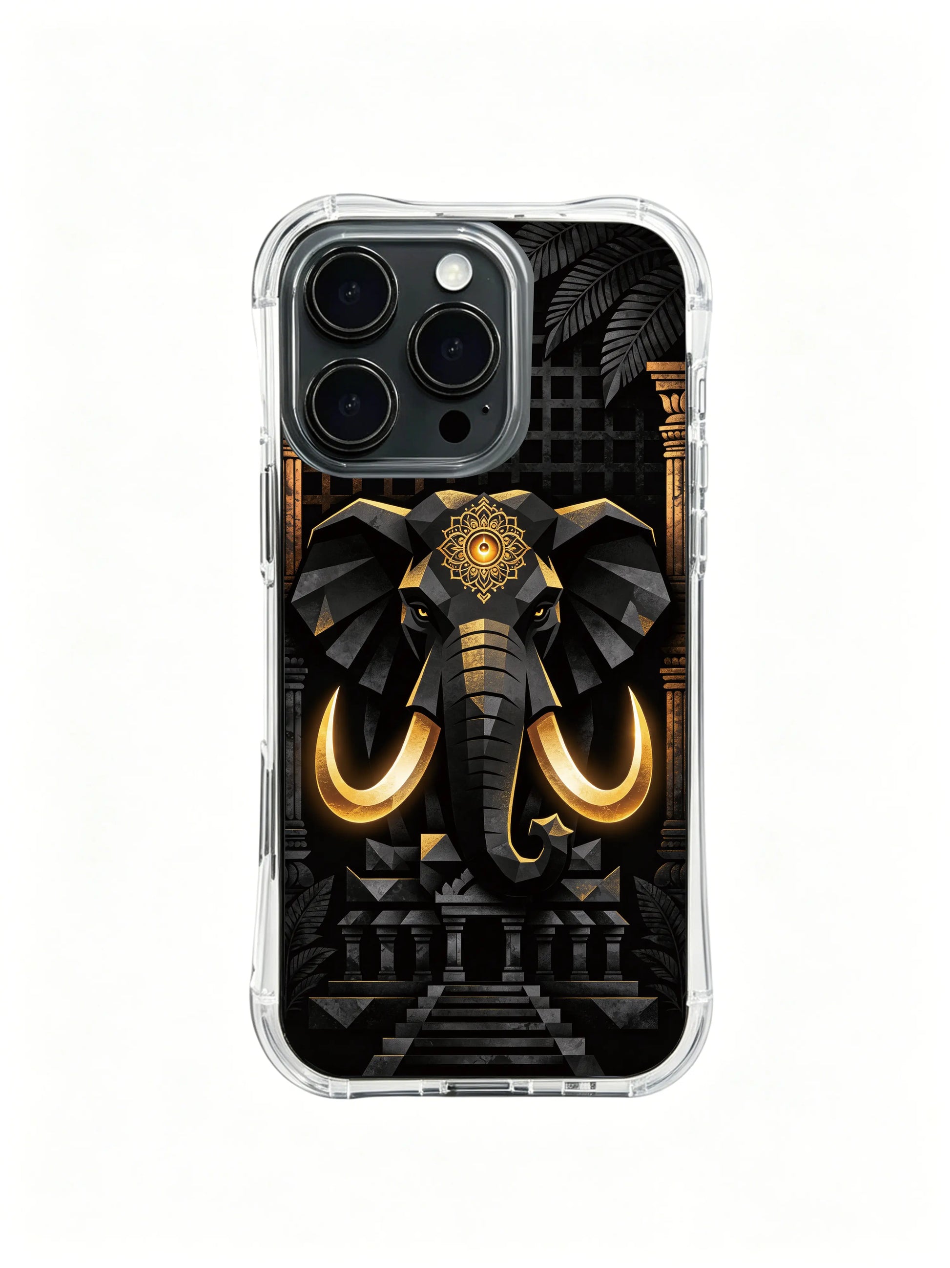 Indian retro totem PhoneCasing, unique dark tone iPhone 14 Plus Case, sturdy drop proof mobile phone cover.