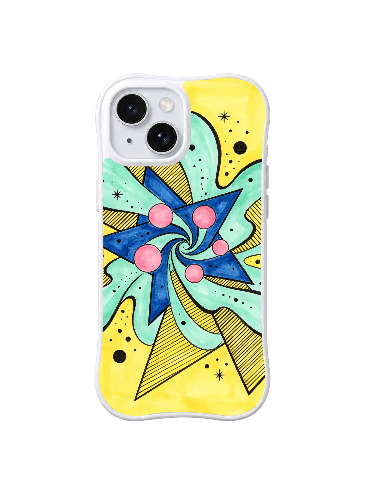 Mint Starburst Carnival pattern iPhone 15 case