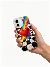 Infinite Heart Anthem checkerboard phone case lifestyle