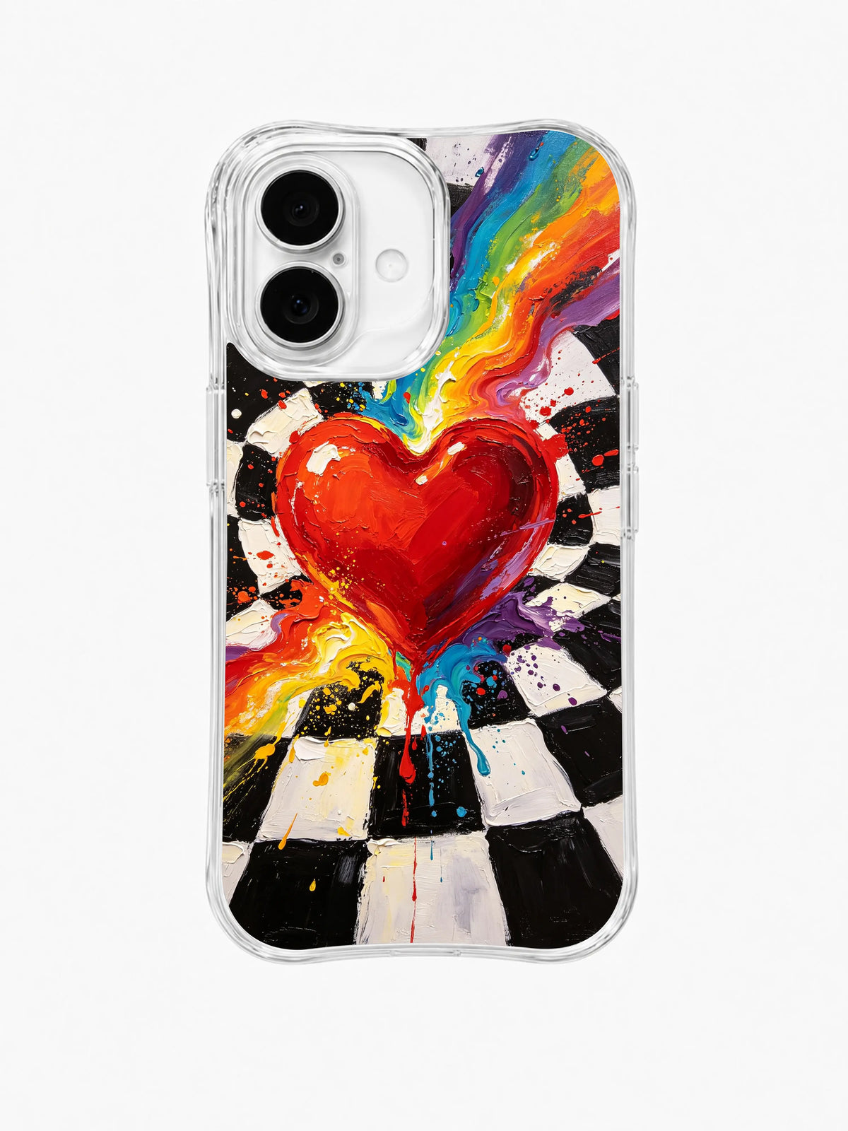 Rainbow Heart Finale pattern iPhone 16 Plus case