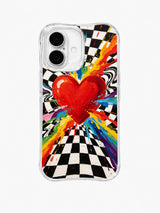 Checkerboard Love Current pattern iPhone 16 Plus case