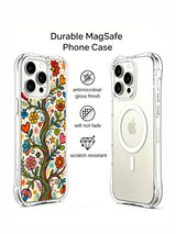 Clear floral iPhone 14 Pro case front and back details
