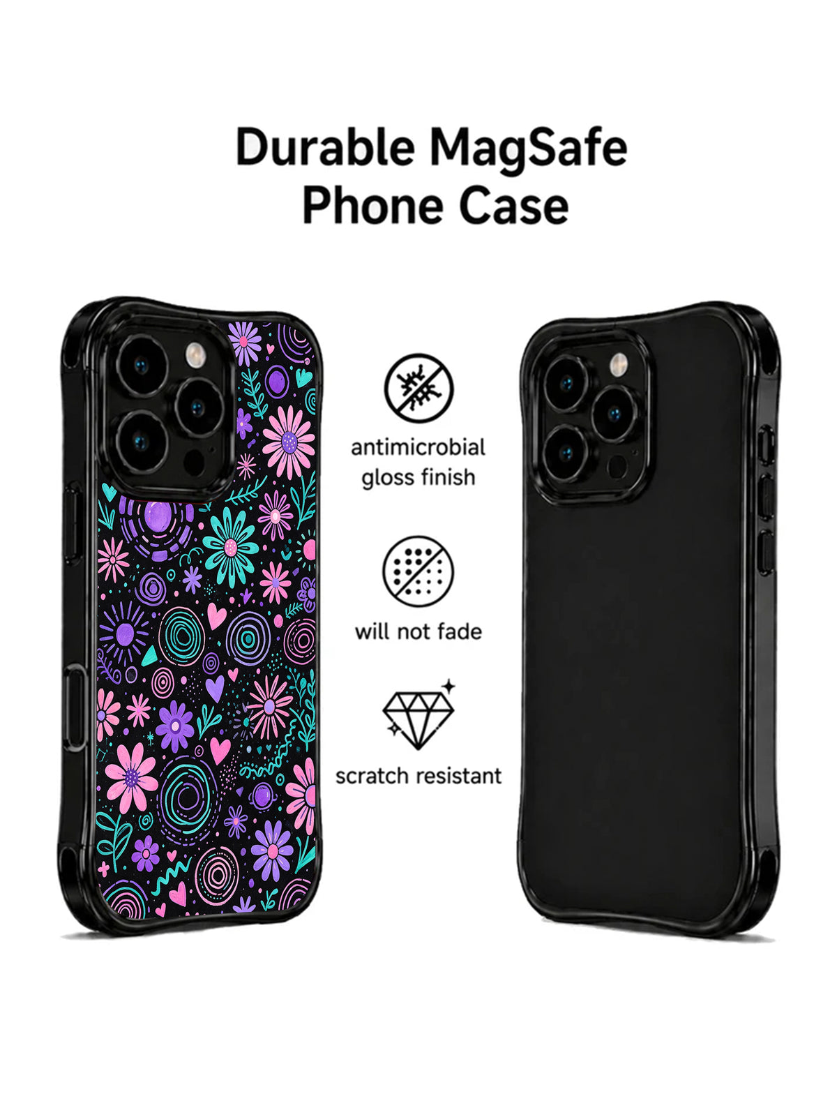 Ink Petal Awakening iPhone 15 Pro case angled view