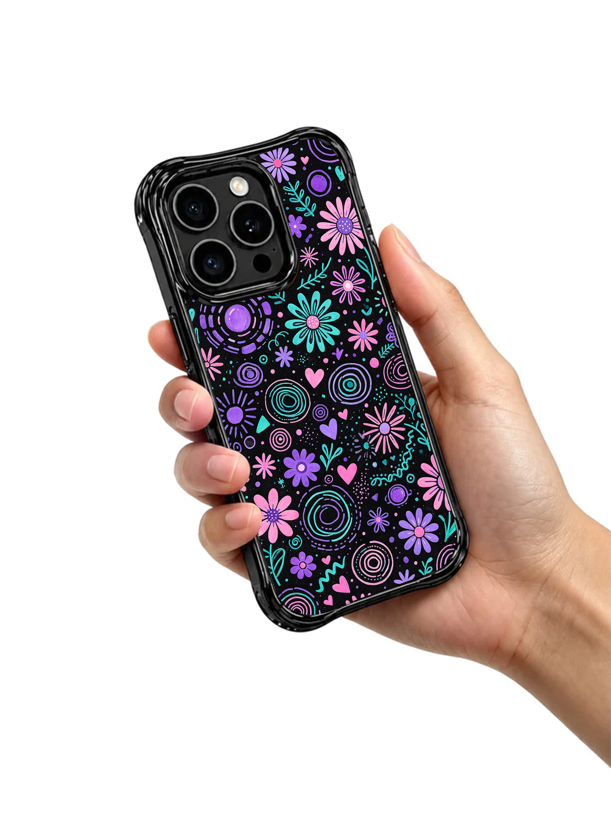 Ink Petal Awakening iPhone 15 Pro case back view