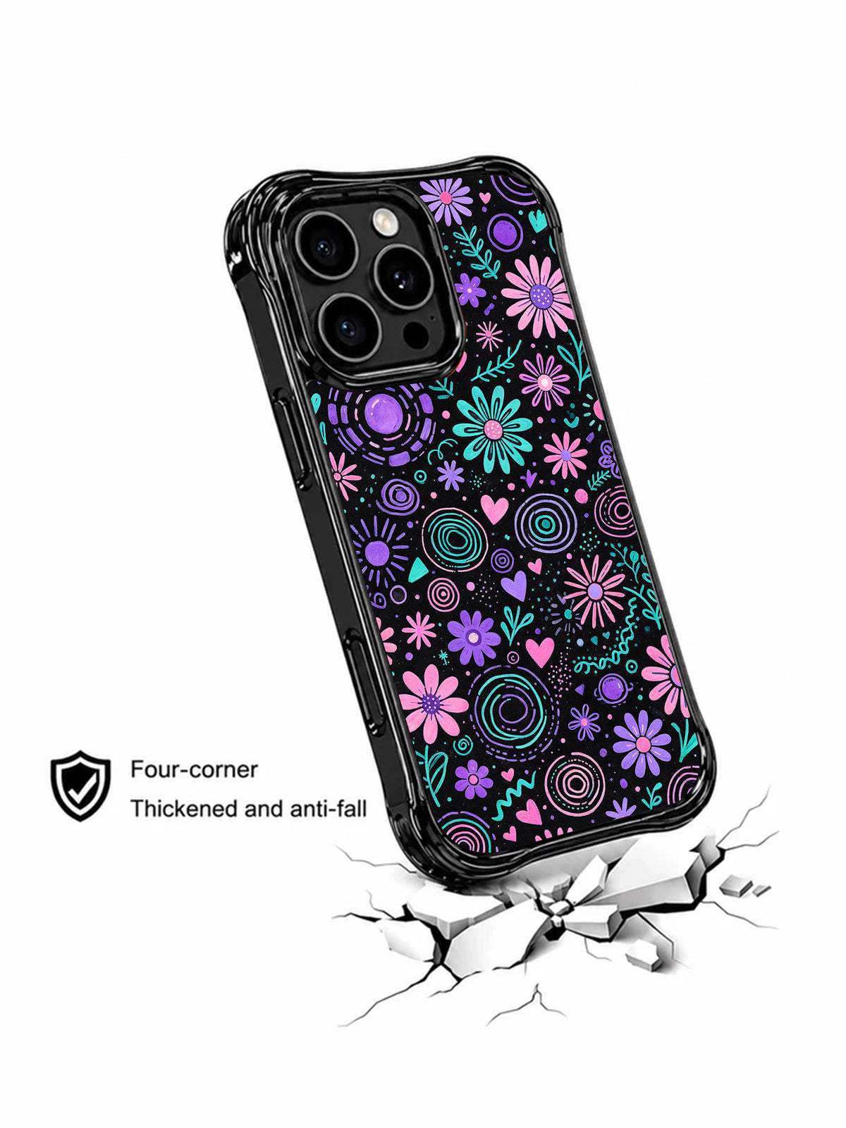Ink Petal Awakening iPhone 15 Pro case artwork detail