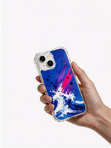 Neon Wave Ascent iPhone 15 Plus clear case view