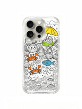 Cute whimsical tropical island creature doodle iPhone 15 pro Case from PhoneCasing, original Nico Scribble hand-drawn artwork printed on scratch-resistant premium phone casing, trendy playful cartoon phone cover for US young shoppers.