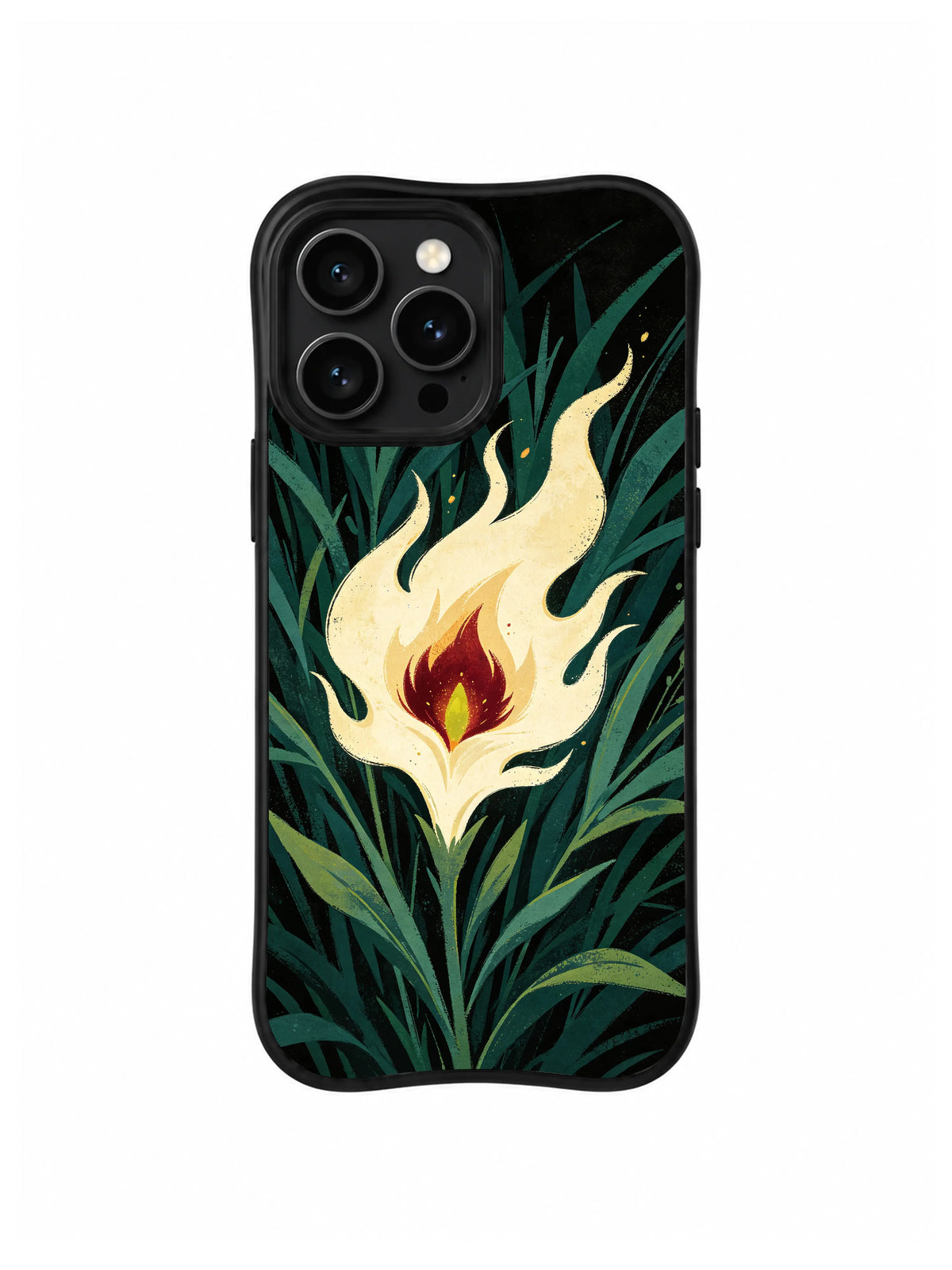 Ivory Flame Lily pattern on iPhone 15 Pro case