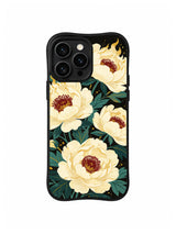 Moonlit Ivory Peonies pattern on iPhone 15 Pro case
