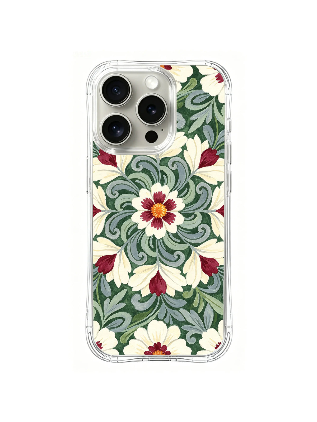 Folk Garden Rosette pattern on iPhone 15 Pro case