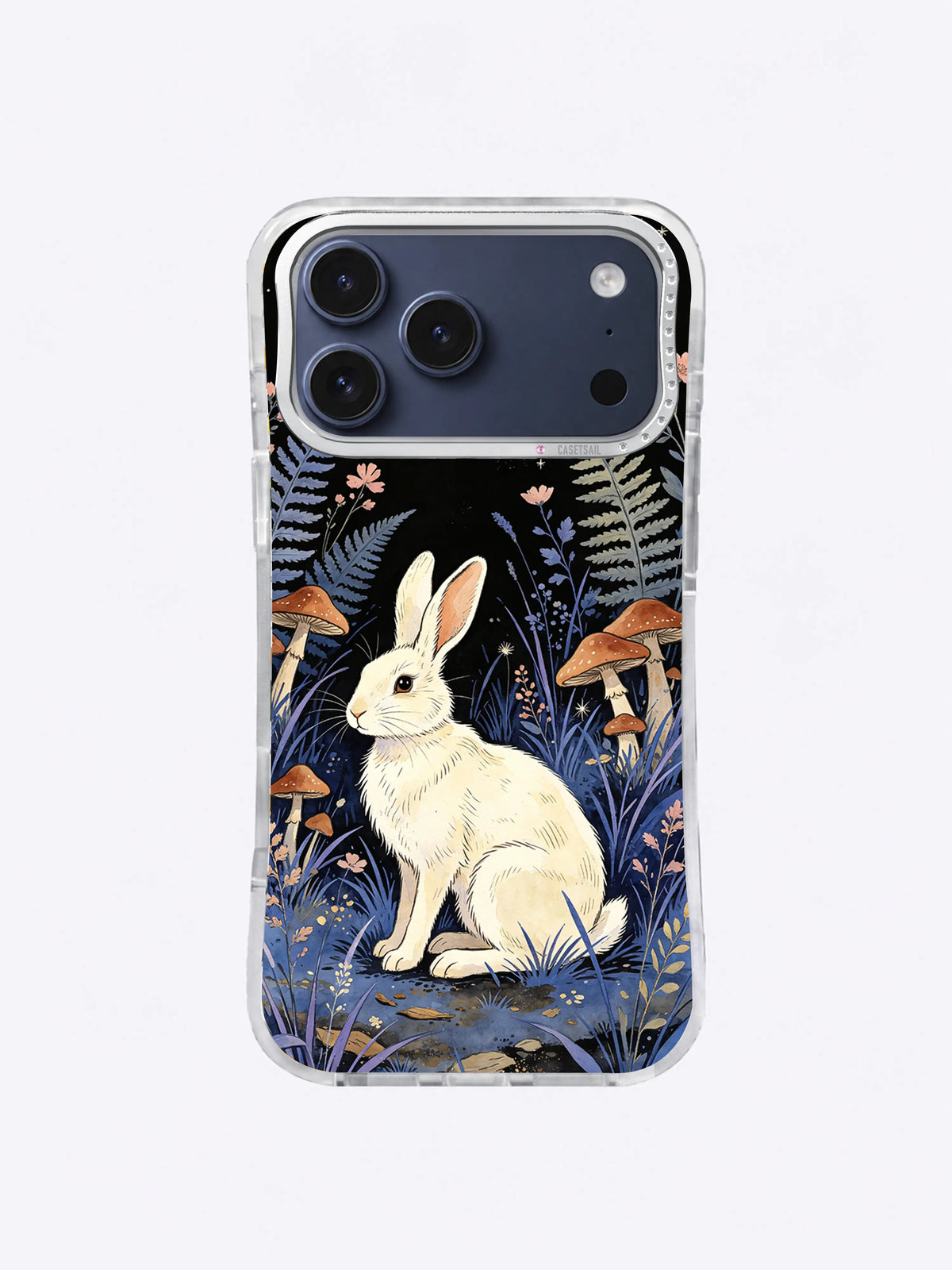 Ivory Moon Hare iPhone case, Ivory Hare Fernwatch pattern
