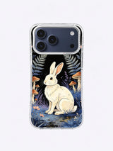 Ivory Moon Hare iPhone case, Rust Mushroom Hare pattern