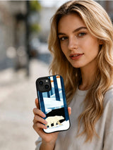 Ivory Polar Bear Woods iPhone 13 case shown in an outdoor lifestyle scene