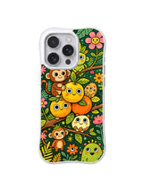 Jungle Monster Friends iPhone 13 Pro case in Citrus Monkey Grove pattern