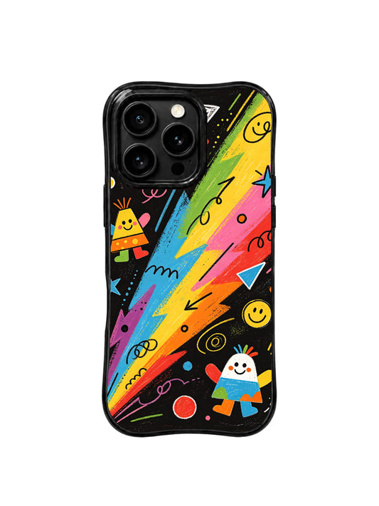 Rainbow Memory doodle art iPhone 15 Pro case front view