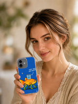 Lifestyle portrait with Keep Your Own Weather golden fish iPhone 16 case
