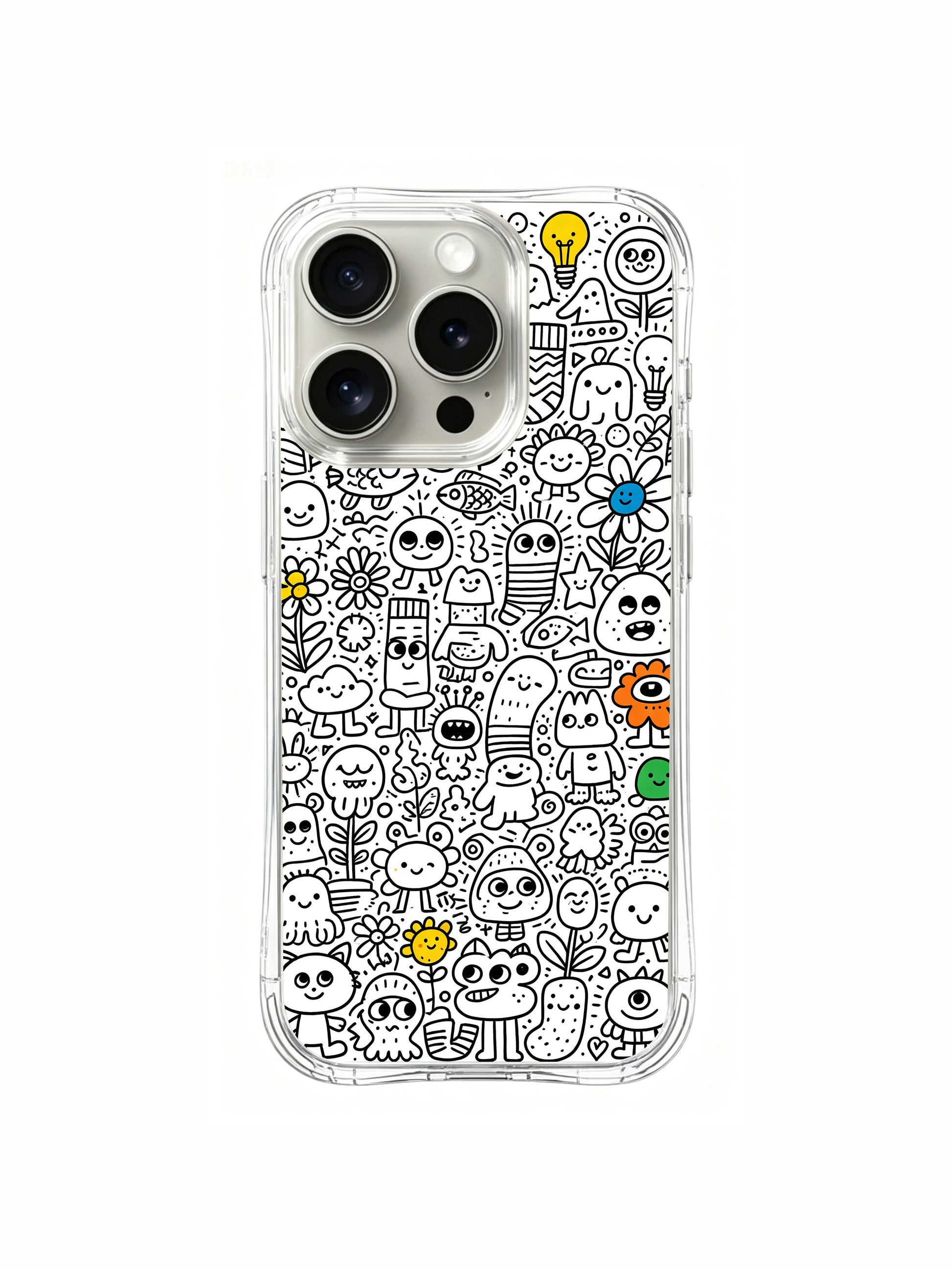 Klein blue & warm orange accent dotted doodle iPhone 16 pro Case, premium atelier finish phone casing crafted in PhoneCasing’s California plant, stylish curated art phone cover.