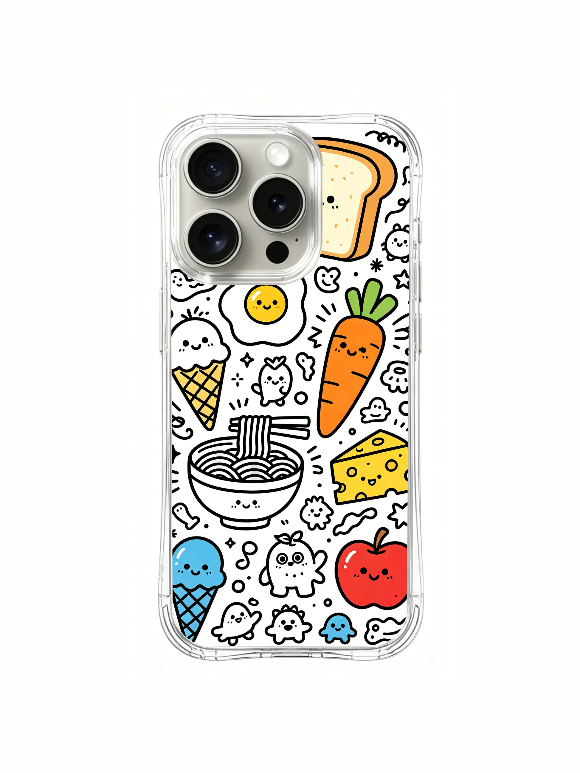  Laid-back chatting food town scene iPhone 15 pro Case, slim transparent phone casing, everyday wearable art phone cover available at PhoneCasing store.