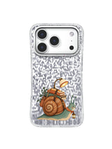 Teal snail with travel lamp illustrated iPhone case design