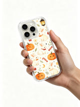 Lantern Bunny Trick Night iPhone 14 Pro case held in hand