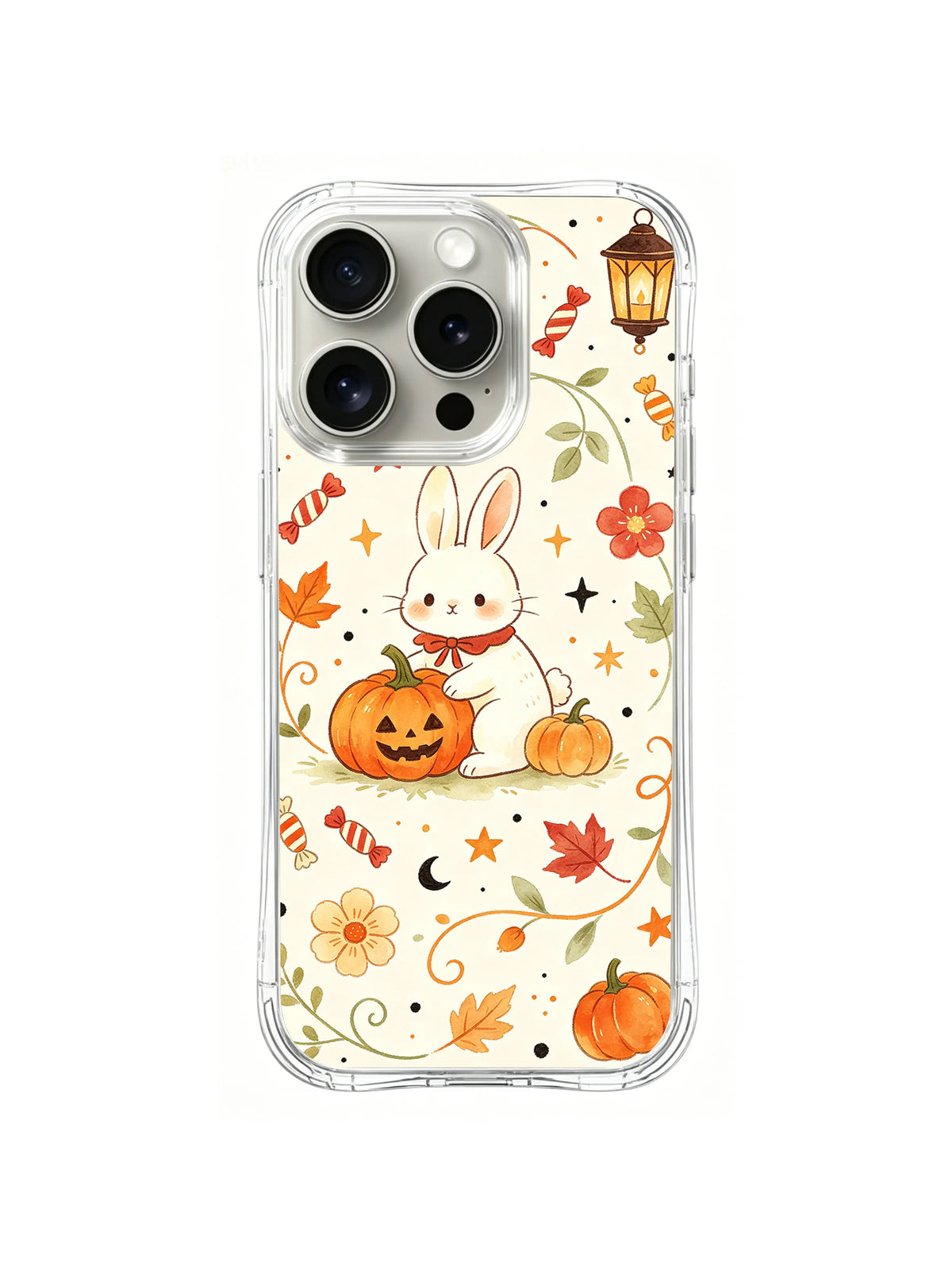 Lantern Bunny Pumpkin pattern on iPhone 14 Pro case