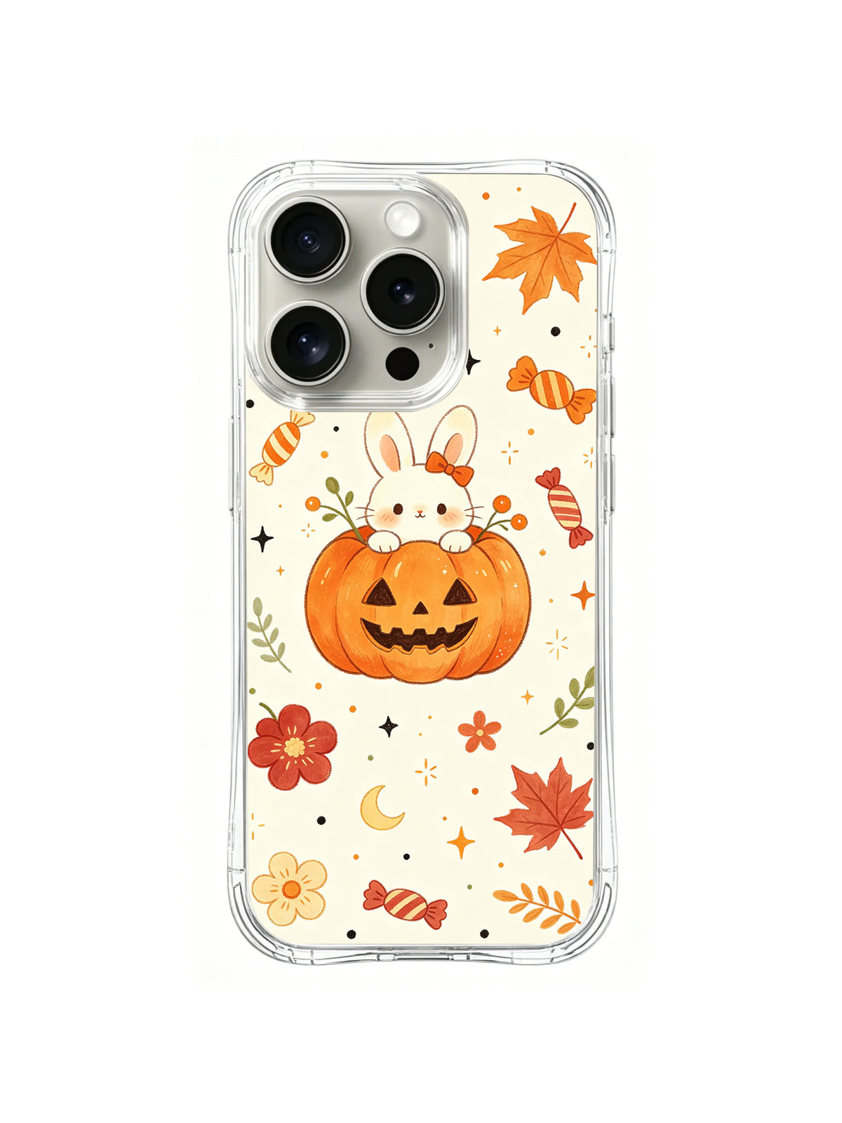 Pumpkin Bunny Autumn pattern on iPhone 14 Pro case