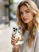 Lifestyle view of the clear-edge Lantern Fox and Paper Star iPhone 15 Pro case