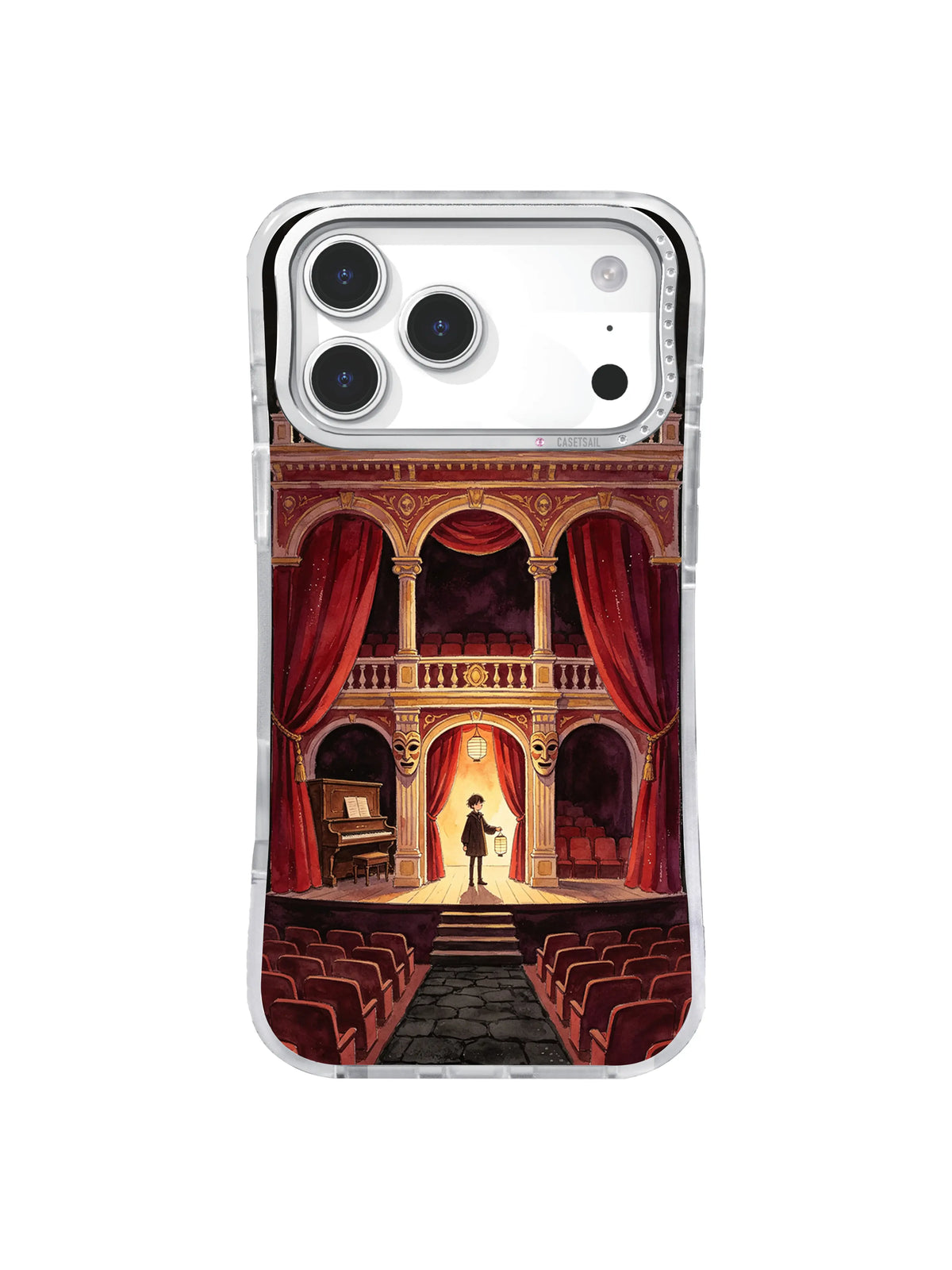Last Play Red Curtain Balcony Lantern Stage artwork on iPhone case