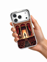 Last Play Red Curtain iPhone case held in hand