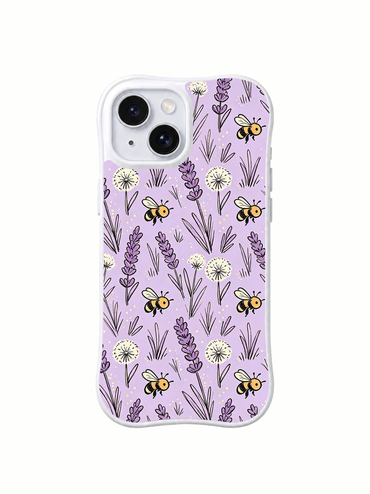 Lavender Bee Dandelion Meadow iPhone 14 Plus case front view
