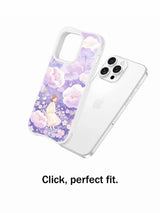 Lavender Cloud Flower Dream: Telefonun yanında ayrı gösterilen desenli kılıf.