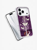 Angled view of the Lavender Solstice Moths iPhone 17 Pro case