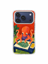 Octopus printmaker revealing a layered mint-leaf texture on an iPhone 17 Pro case