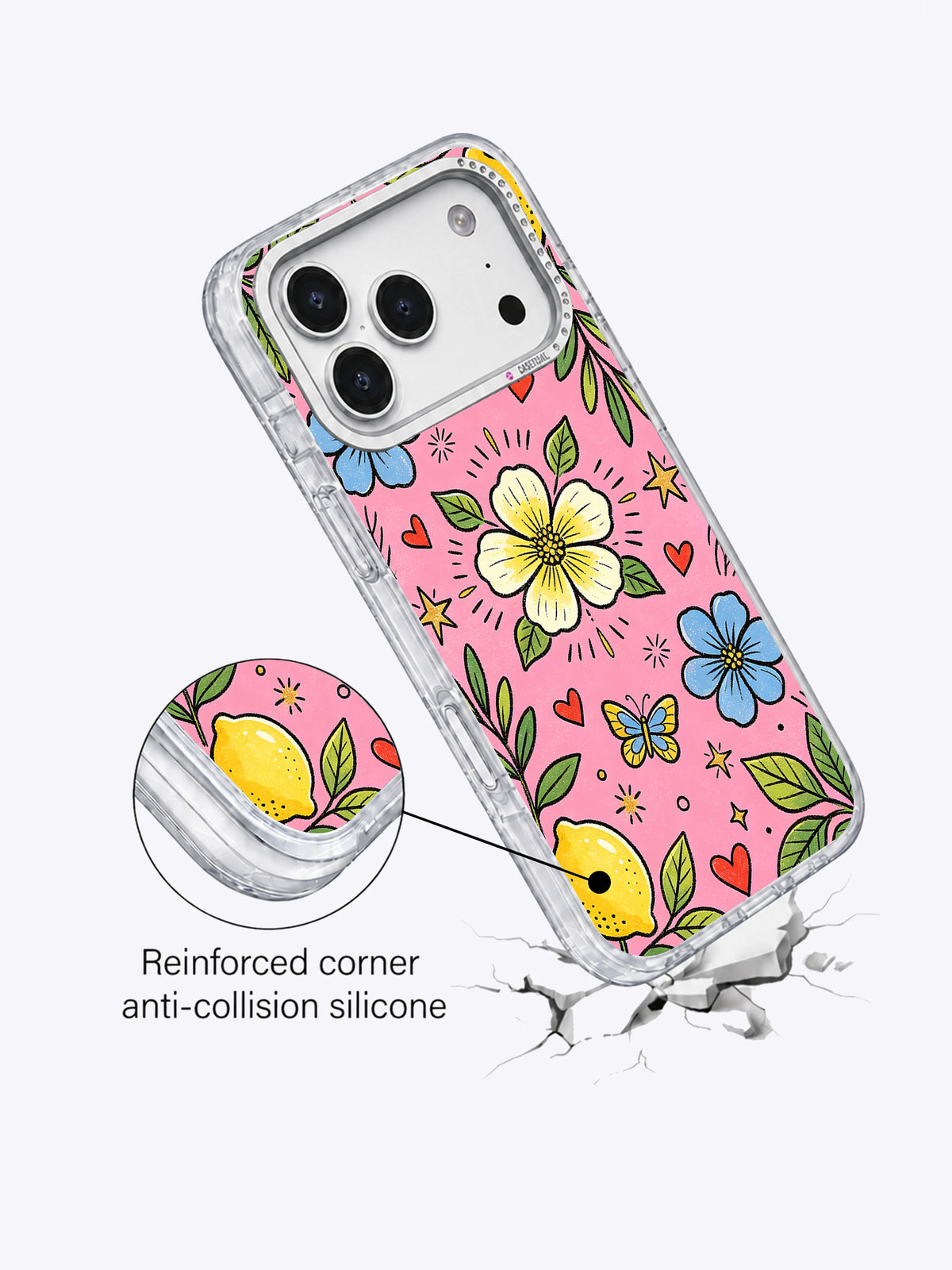 Lemon Butterfly Paradise rhinestone camera frame detail