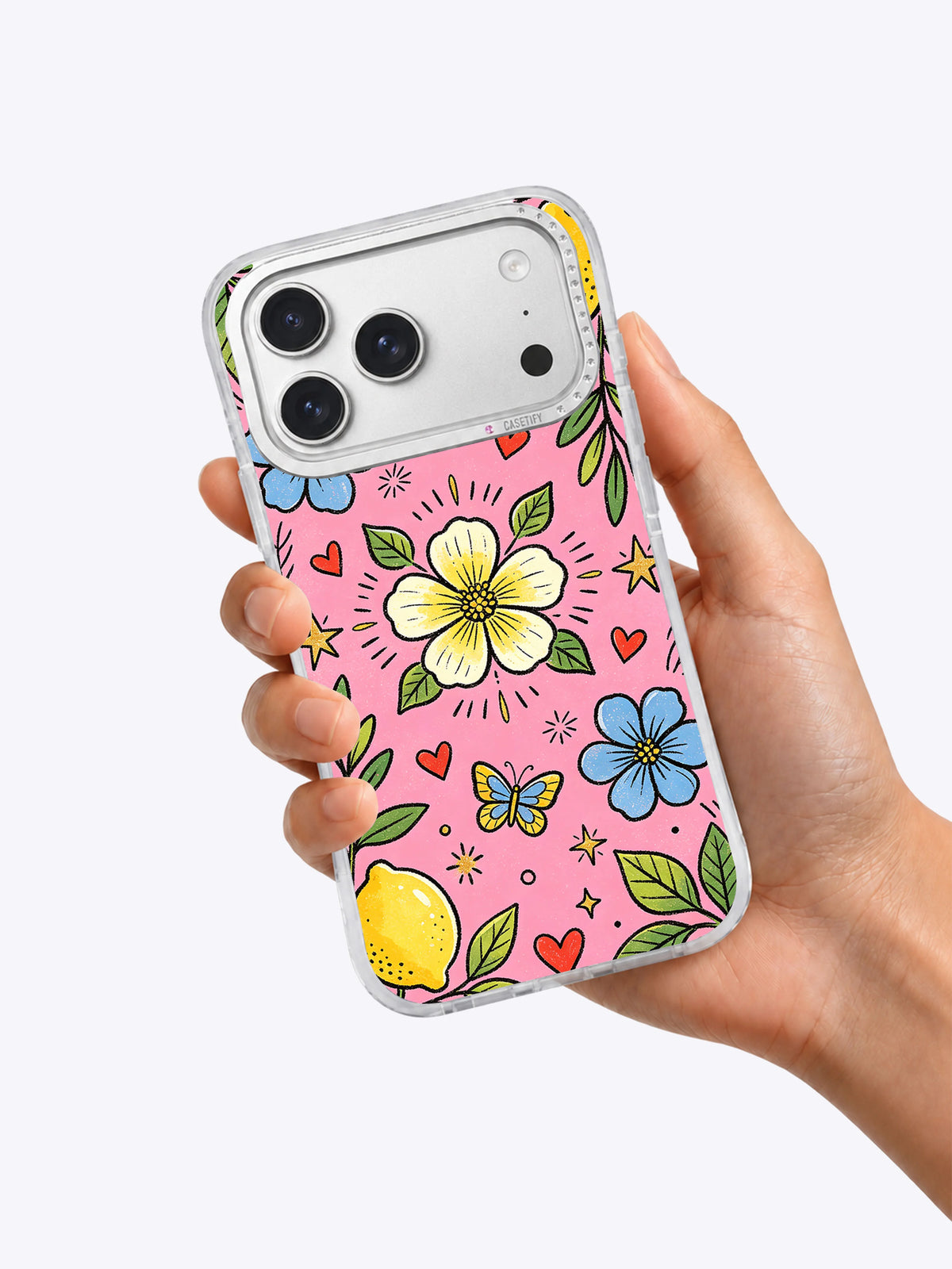 Lemon Butterfly Paradise iPhone 17 Pro Max case lifestyle view