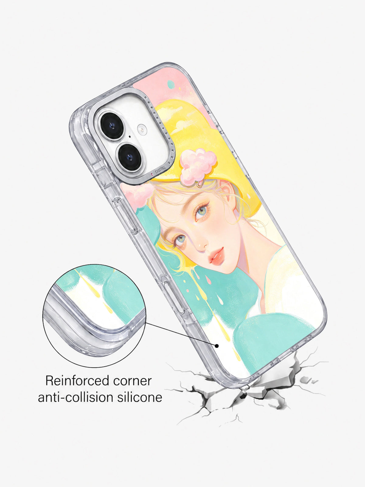 Lemon Sky Kiss reinforced corner phone case detail