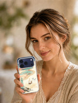 Letters Across the Winter Coast iPhone 17 Pro Max case in a warm outdoor lifestyle scene