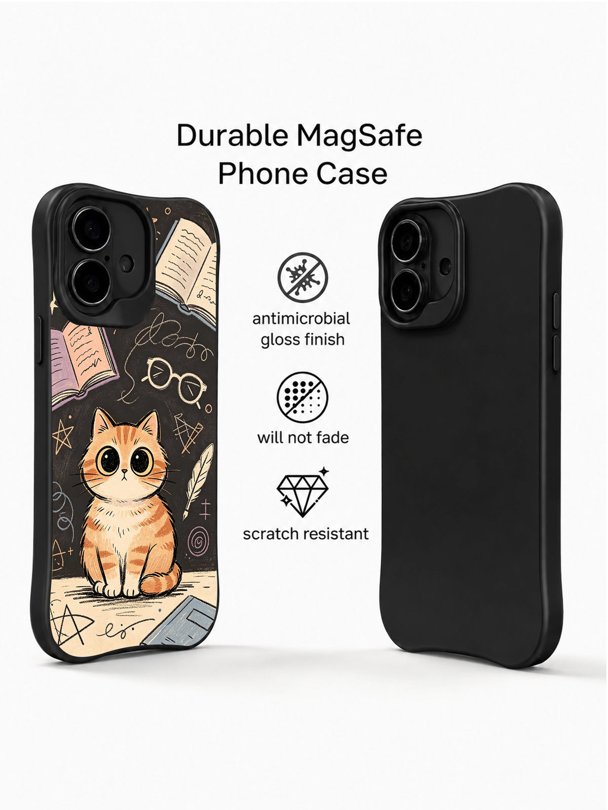 Library Cat iPhone 16 Plus case product view