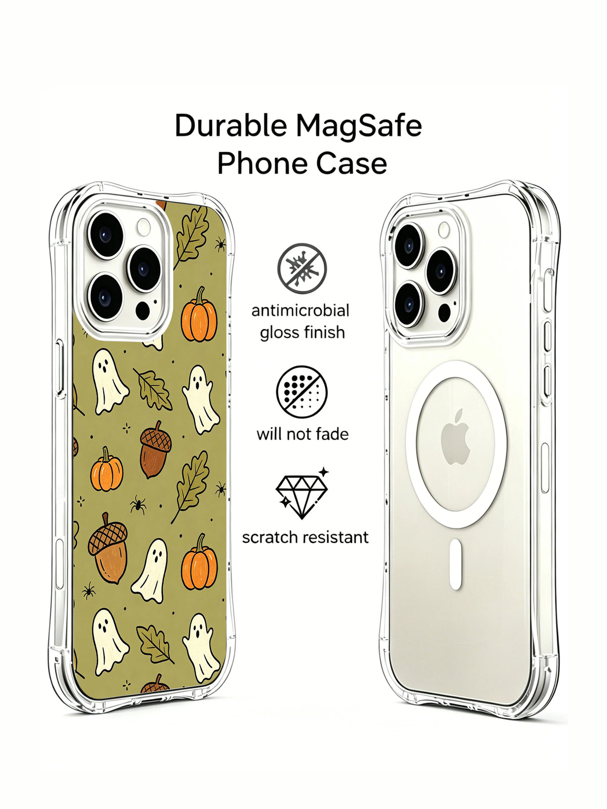Cute autumn ghost iPhone 14 Pro case details