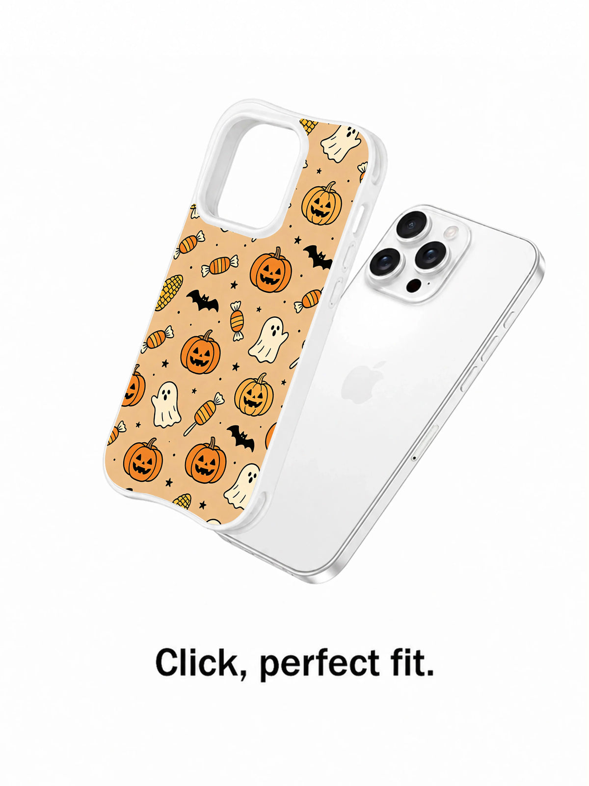 Candy Corn Ghost Star Party: desenli telefon kılıfının açılı görünümü.