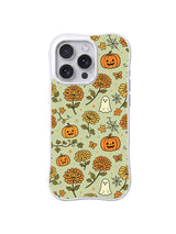 Chrysanthemum pumpkin ghost iPhone 14 Pro case front view