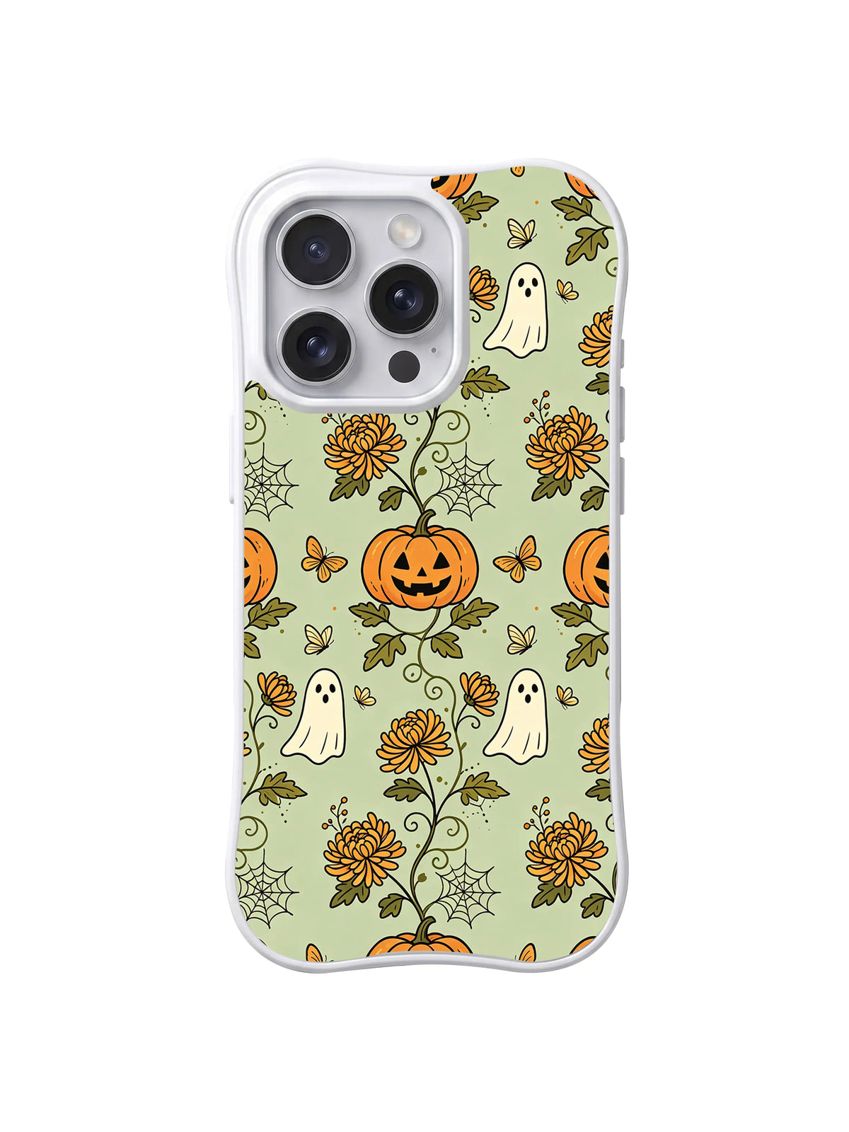 Sage Chrysanthemum Ghosts iPhone 14 Pro case pattern