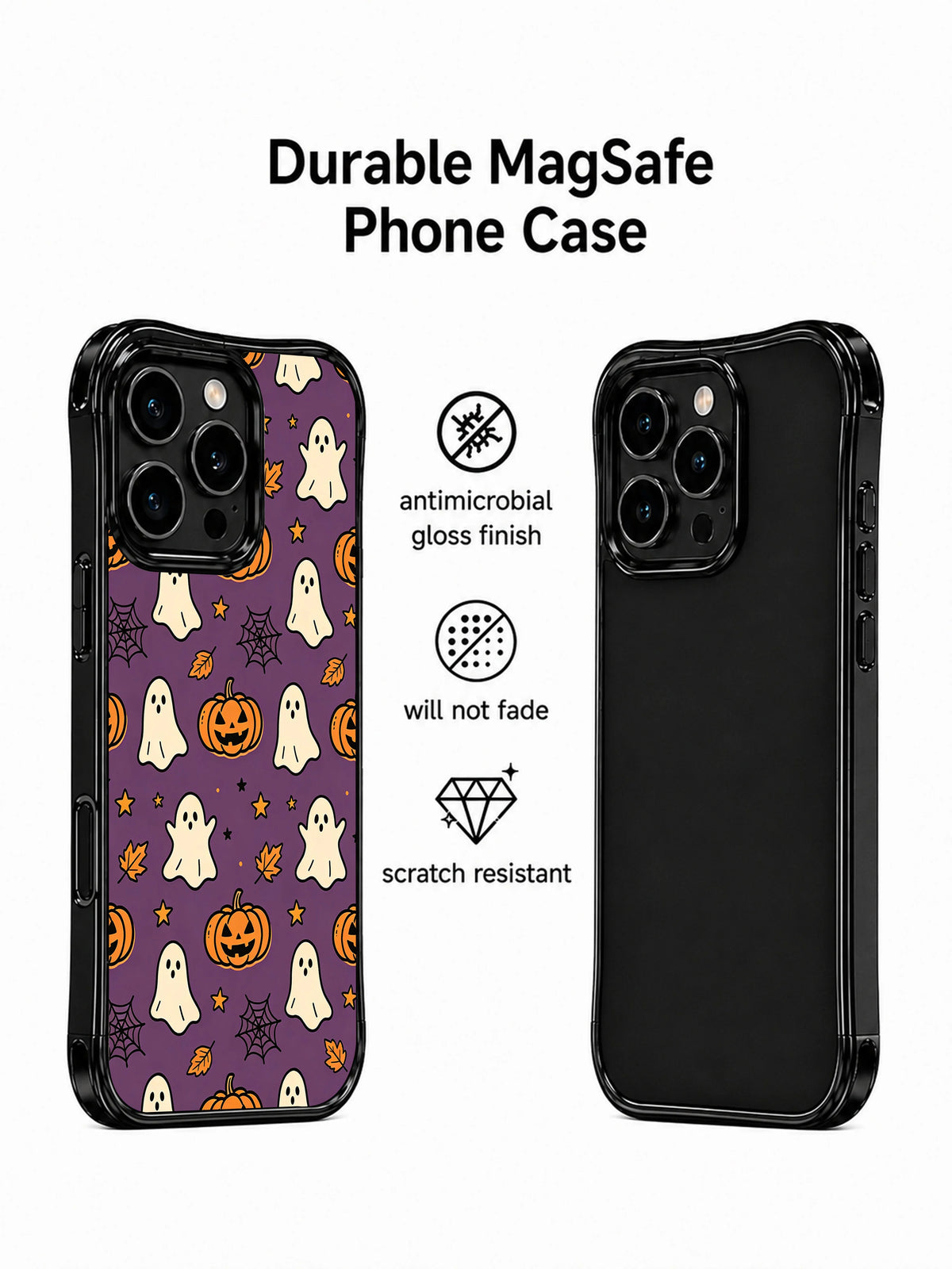 Ghost pumpkin iPhone 14 Pro case clear shell details