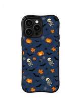 Blue Skeleton Bat Trail iPhone 14 Pro case pattern