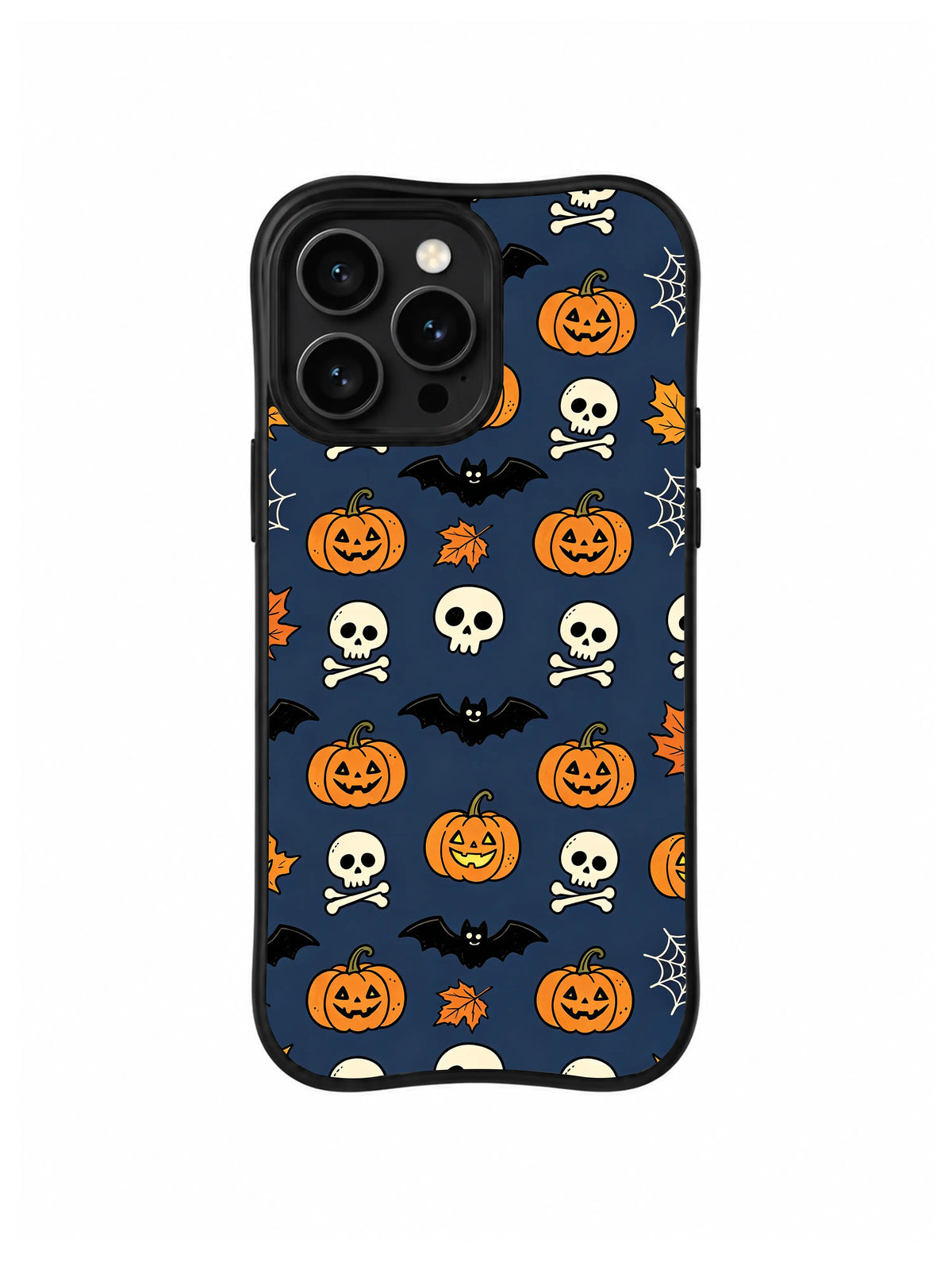 Skull Pumpkin Web Rhythm iPhone 14 Pro case pattern